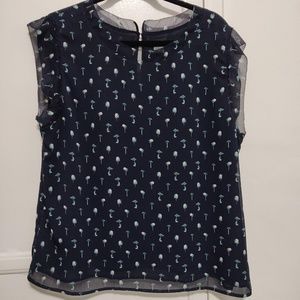 Ann Taylor Flower Top (Size XL; Blue)